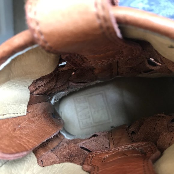Frye Philip Woven Leather Brown Harness Boots Size 7 - Picture 7 of 9
